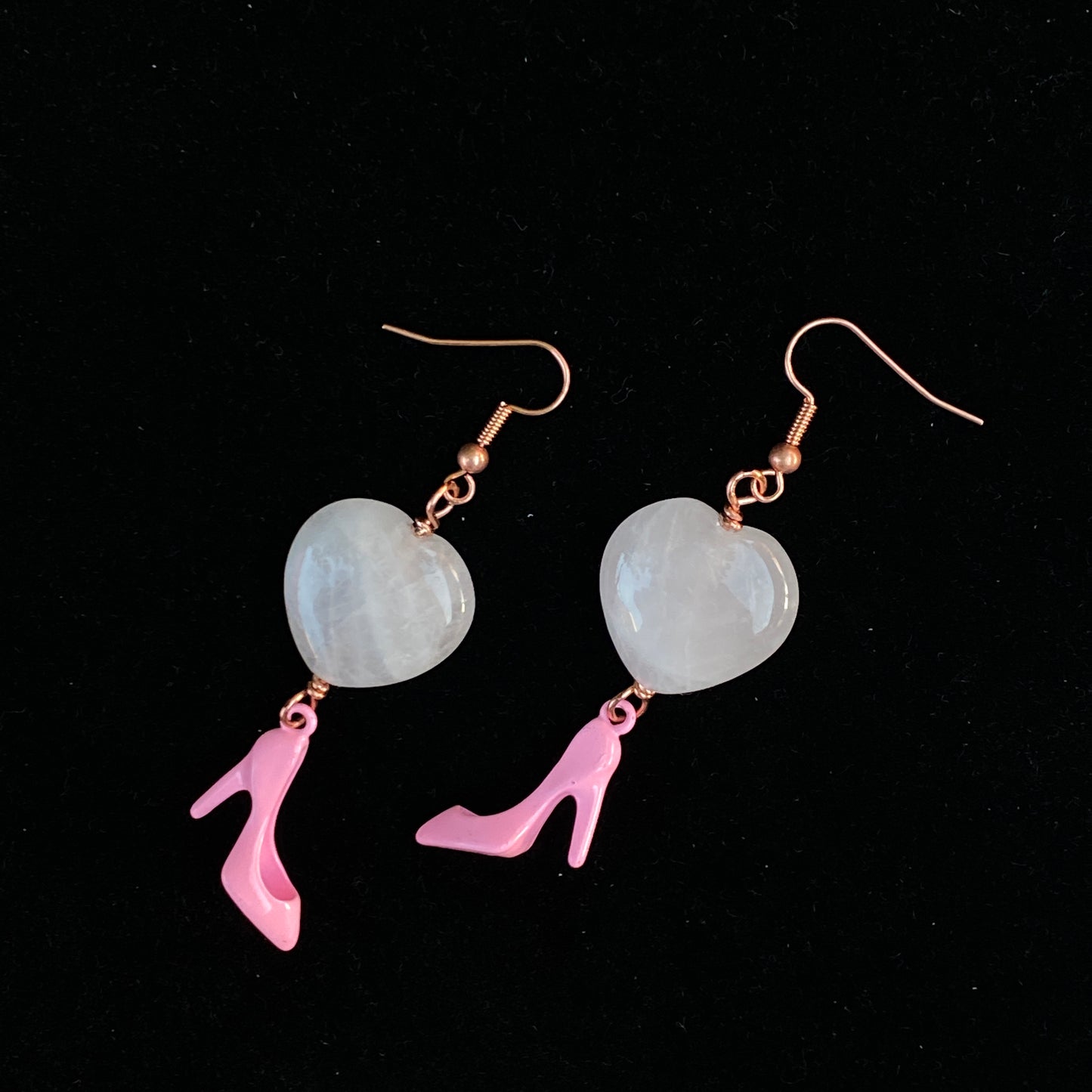 Pink Shoe and Rose Quartz Earrings-large