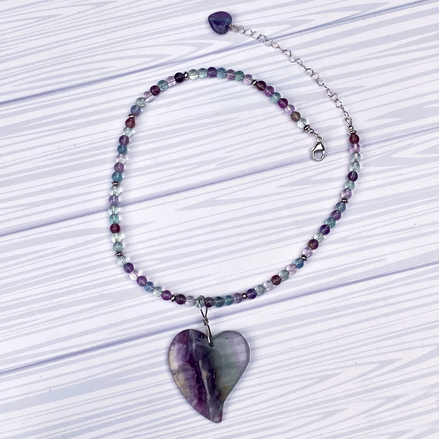 Rainbow Fluorite Heart Necklace