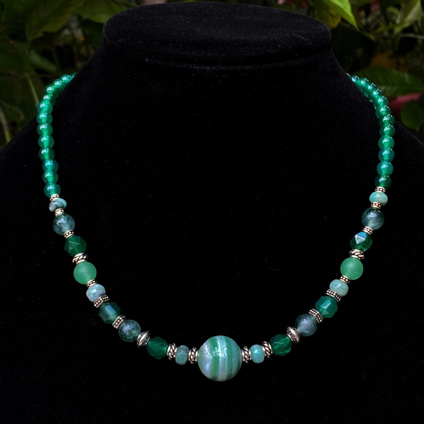 Green Agate gemstone beaded Necklace