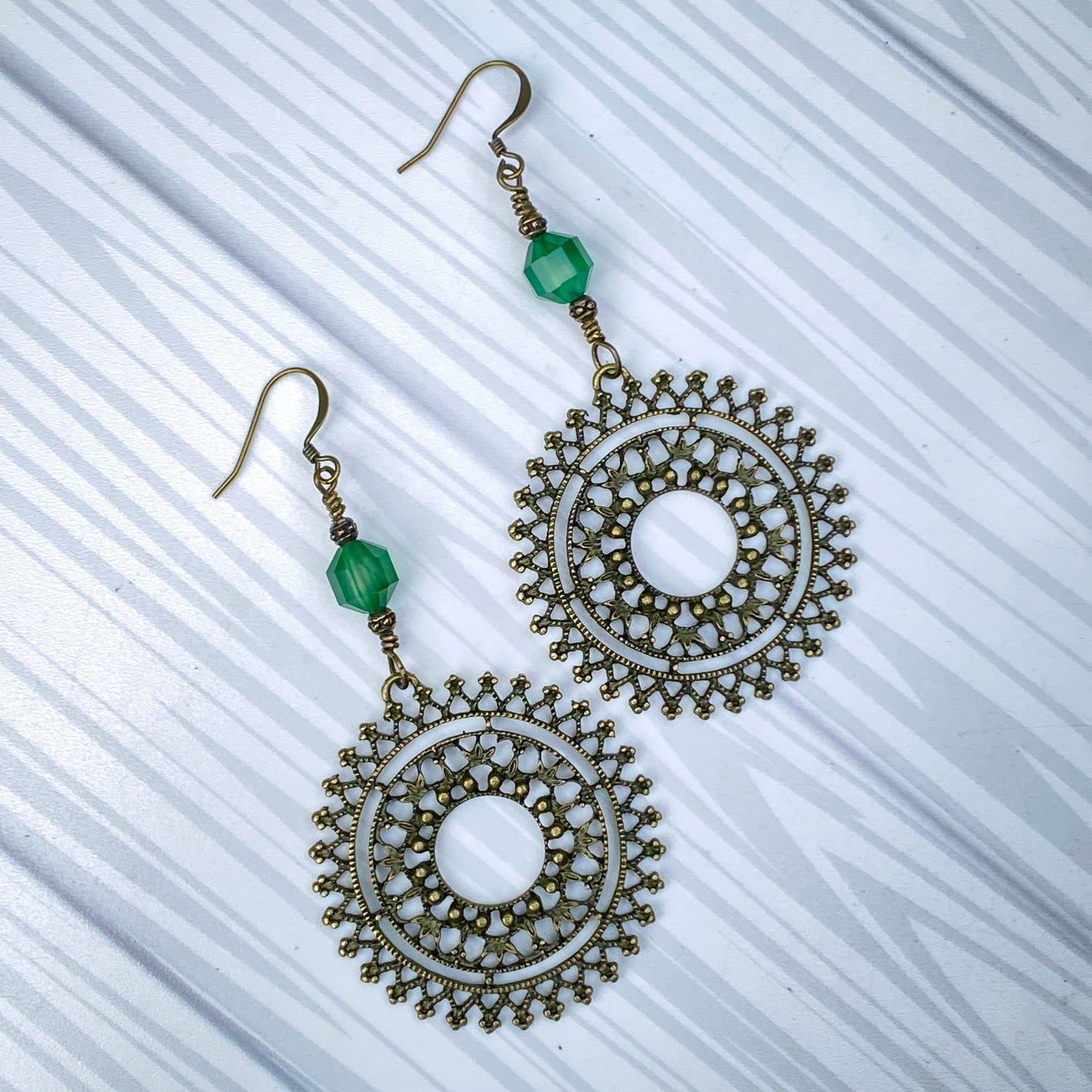 Green Agate gemstone boho Earrings