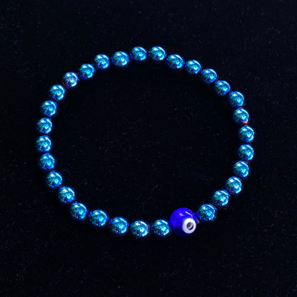 Blue Hematite gemstone Evil Eye Bracelet