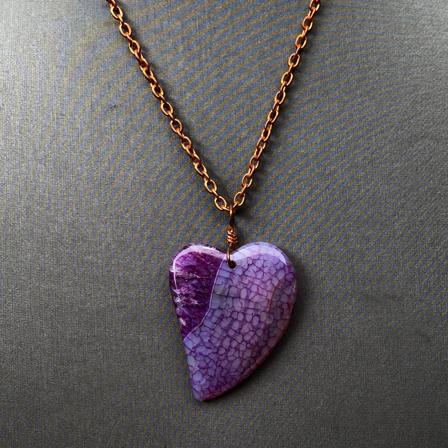 Pink Druzy Agate Heart Necklace