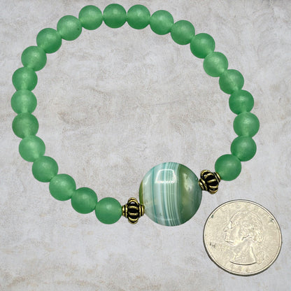 Green Agate and Brass Bracelet