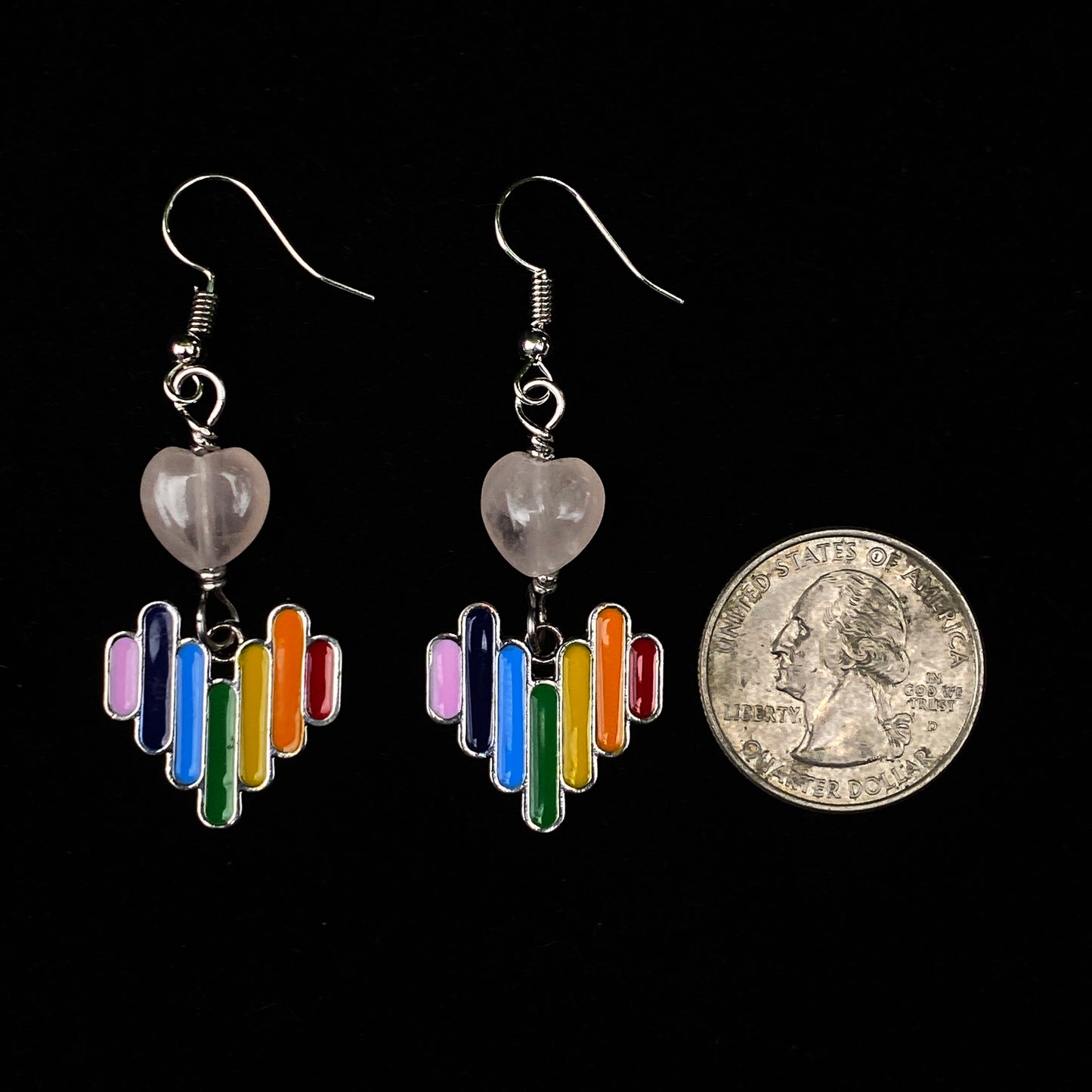 Rose Quartz and Rainbow Drop earrings