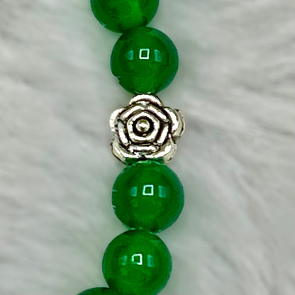 Green Agate and Rose Bracelet