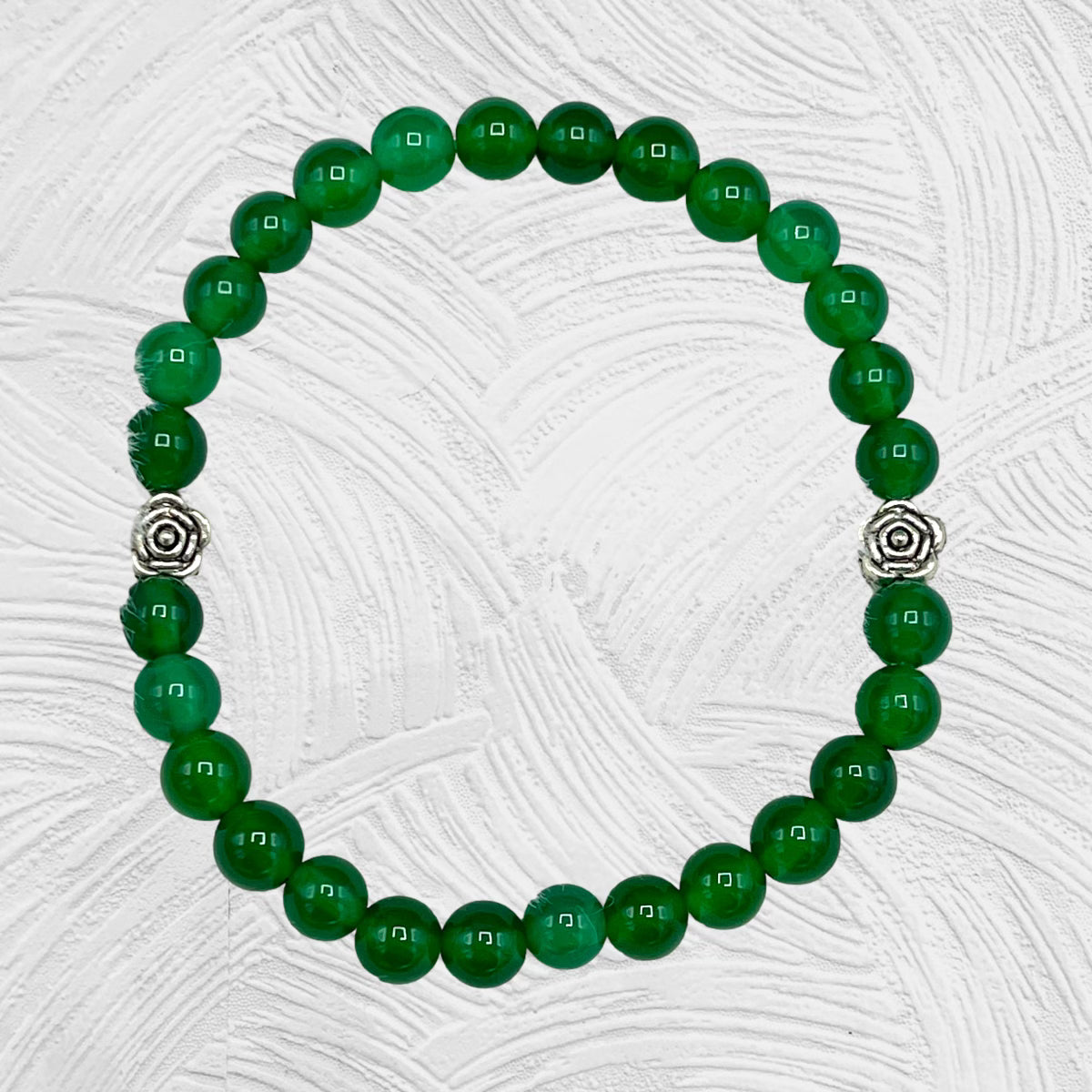 Green Agate and Rose Bracelet