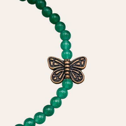 Green Agate and Butterfly Bracelet