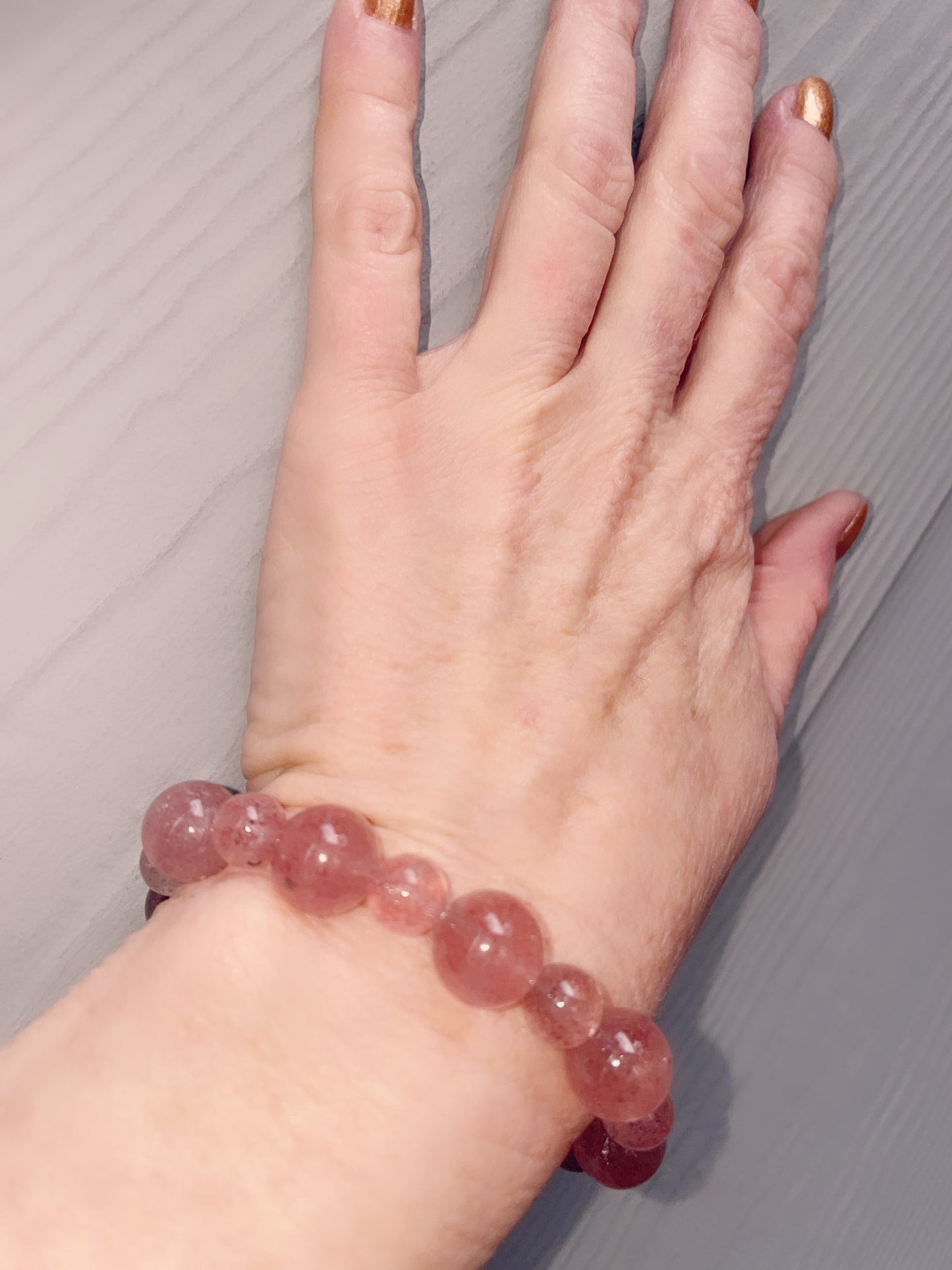 Strawberry Quartz gemstone Chunky Beaded Bracelet