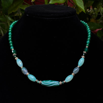 Green Agate and Emerald Necklace