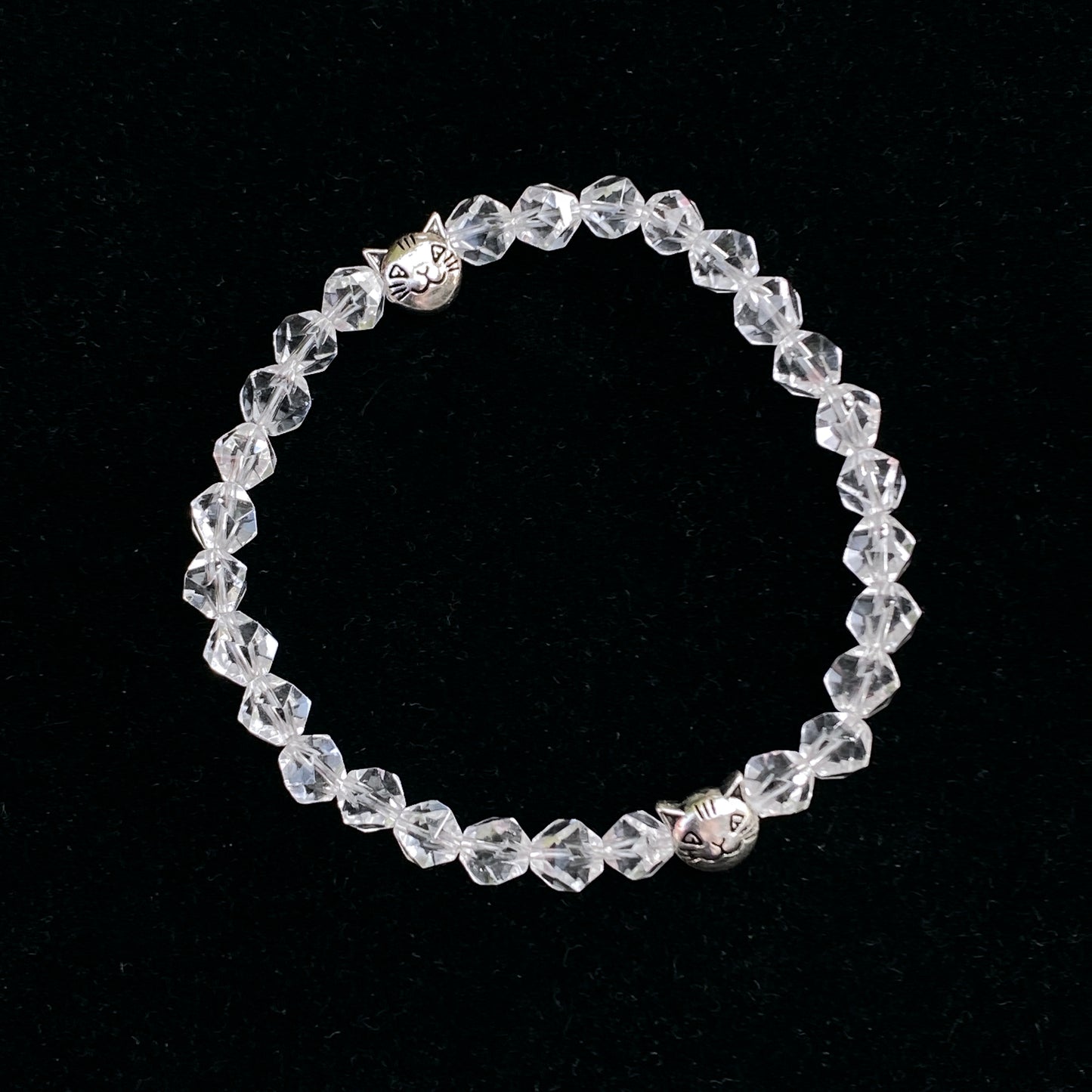 Quartz gemstone and Kitty Cat Bracelet