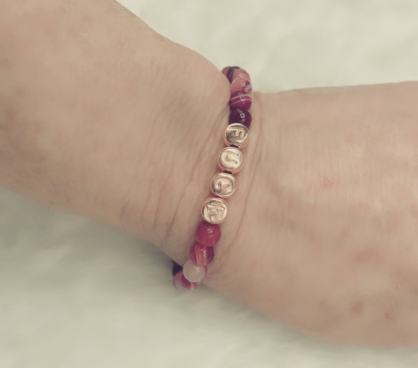 Red Banded Agate “Fuck” Bracelet