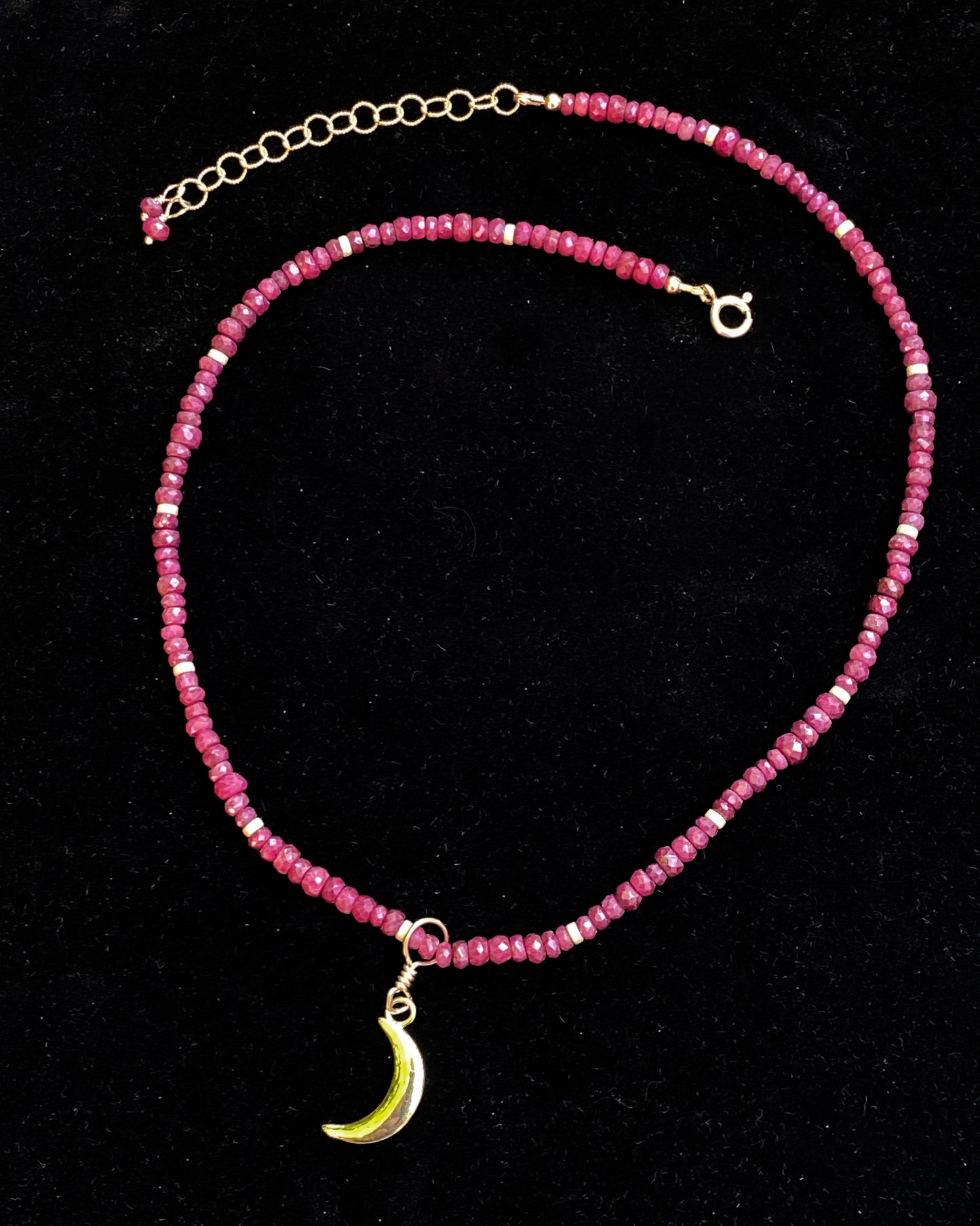 Ruby and Gold Moon choker Necklace