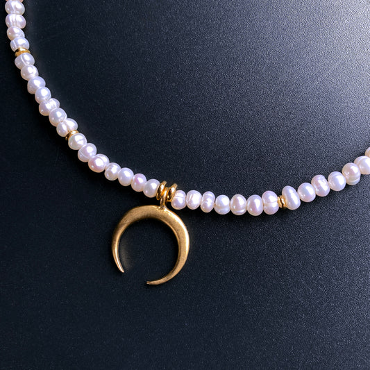 Pearl and Moon Necklace