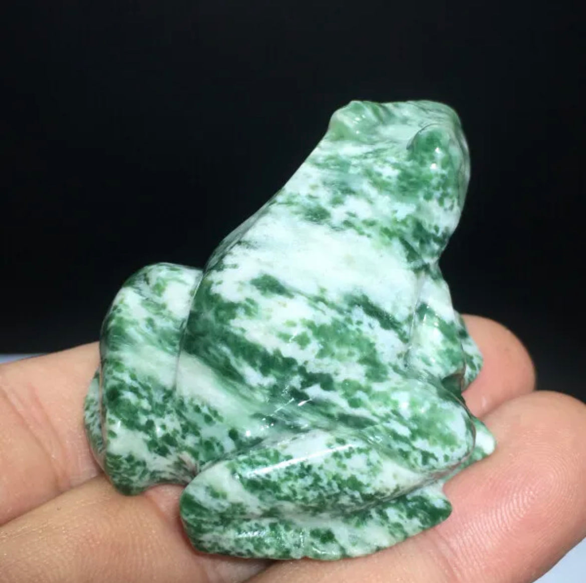 Moss Agate Frog Figurine