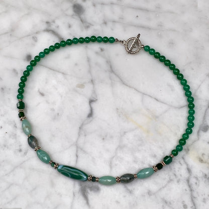 Green Agate and Emerald Necklace