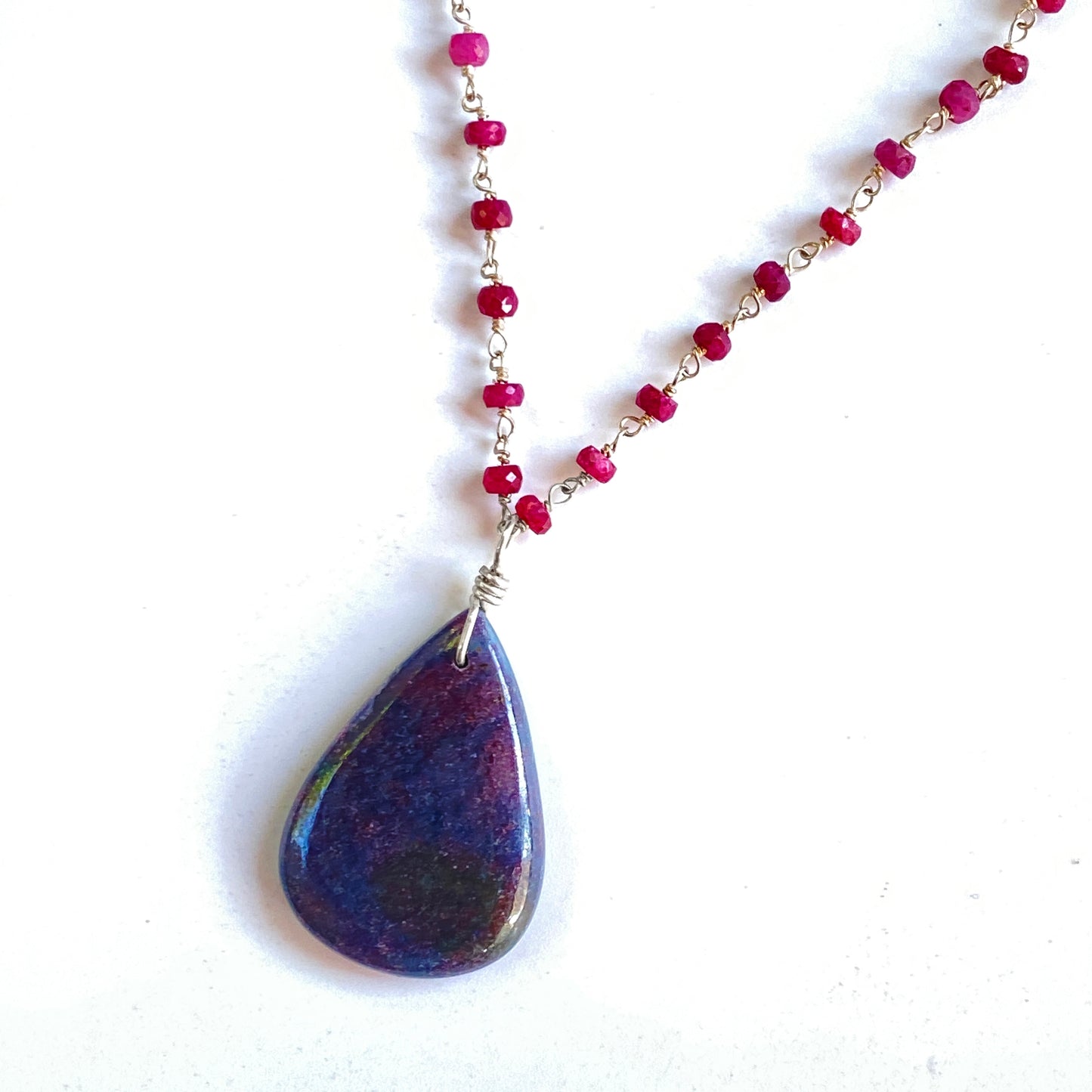 Ruby in Kyanite Pendant silver chain Necklace