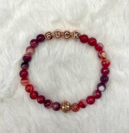 Red Banded Agate “Fuck” Bracelet