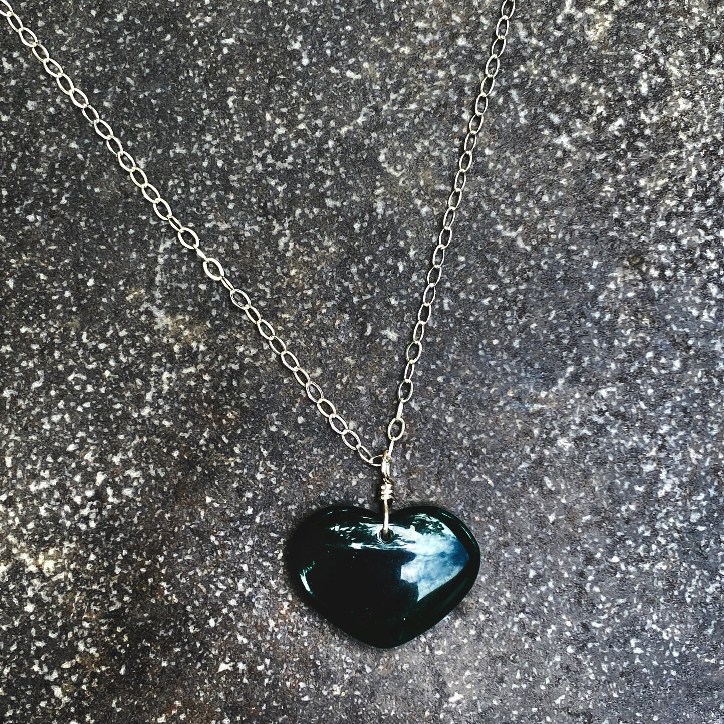Green Agate Heart Necklace