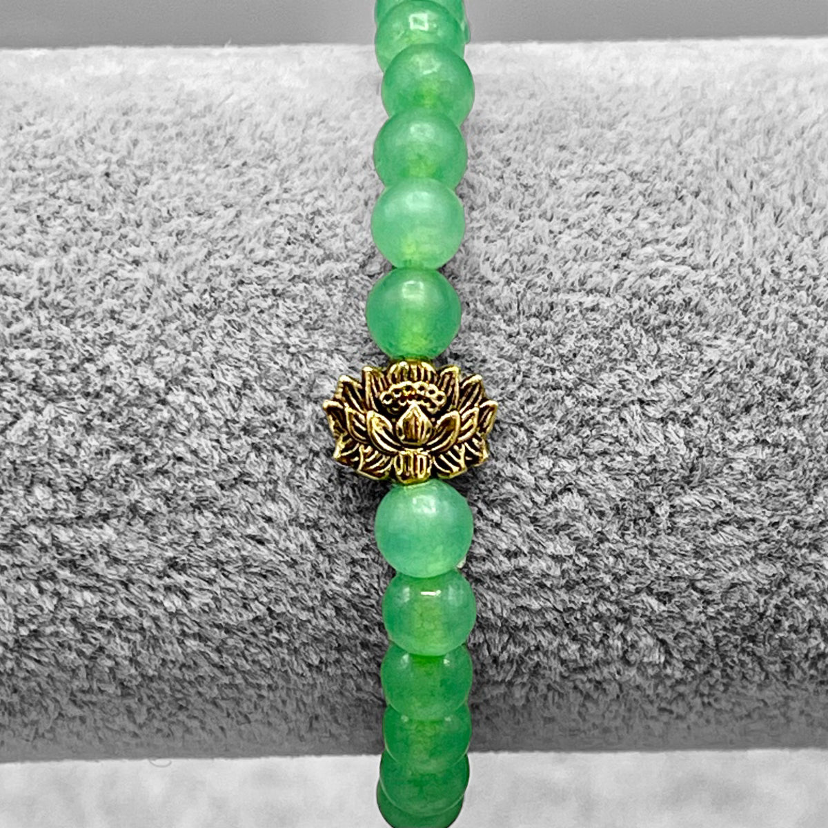 Green Agate and Lotus Bracelet