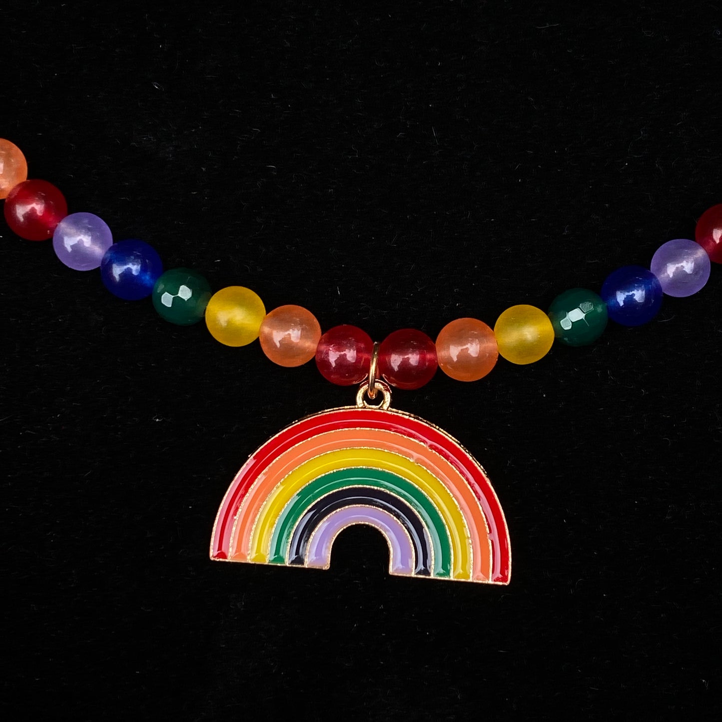 Rainbow Pendant on Jade Necklace