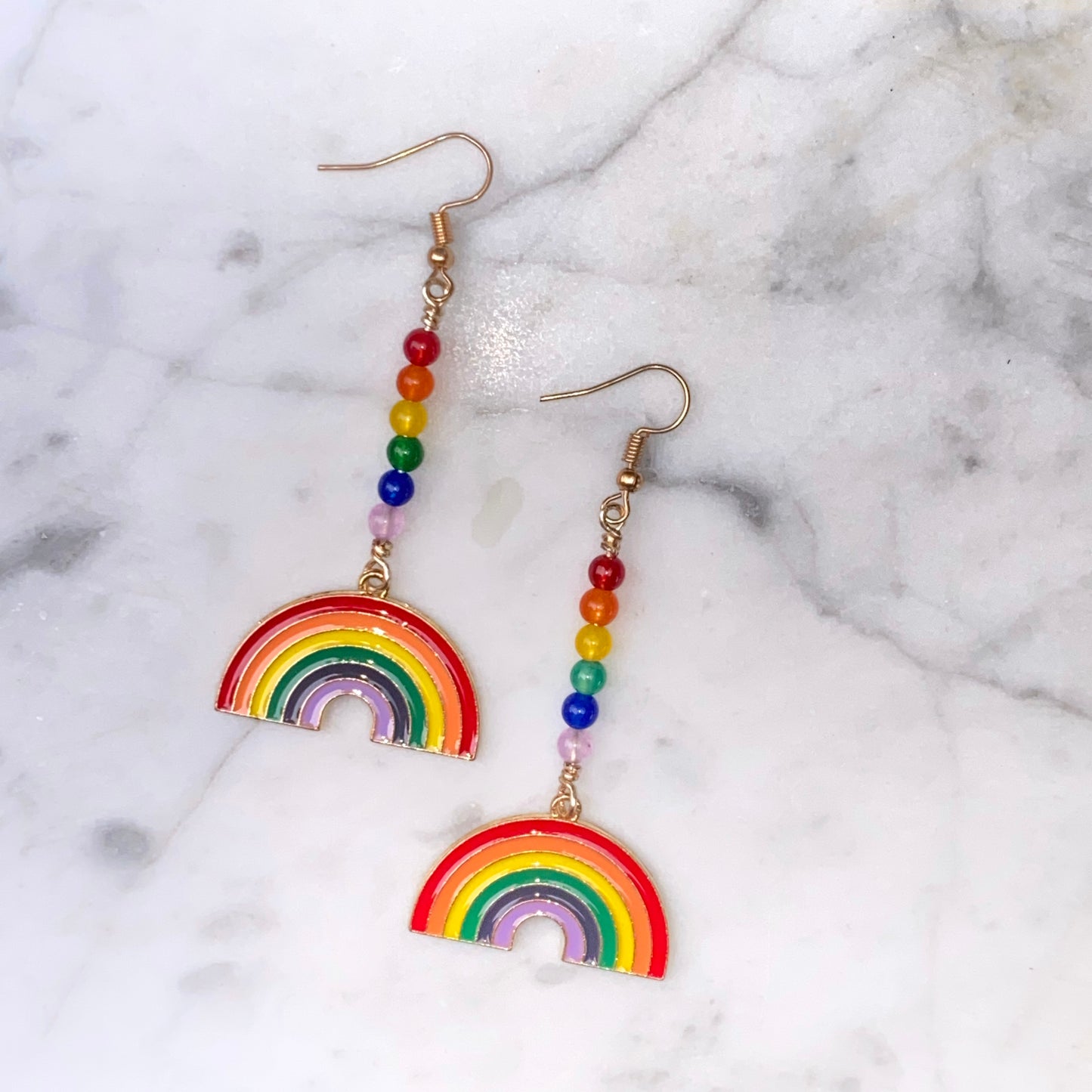 Rainbow and Jade Earrings