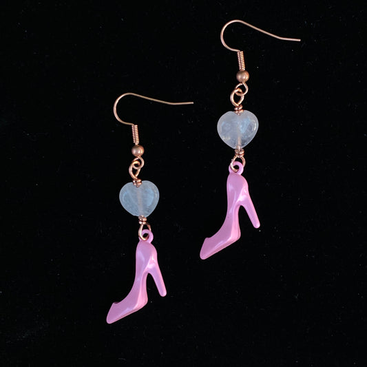 Pink Shoe and Rose Quartz Earrings