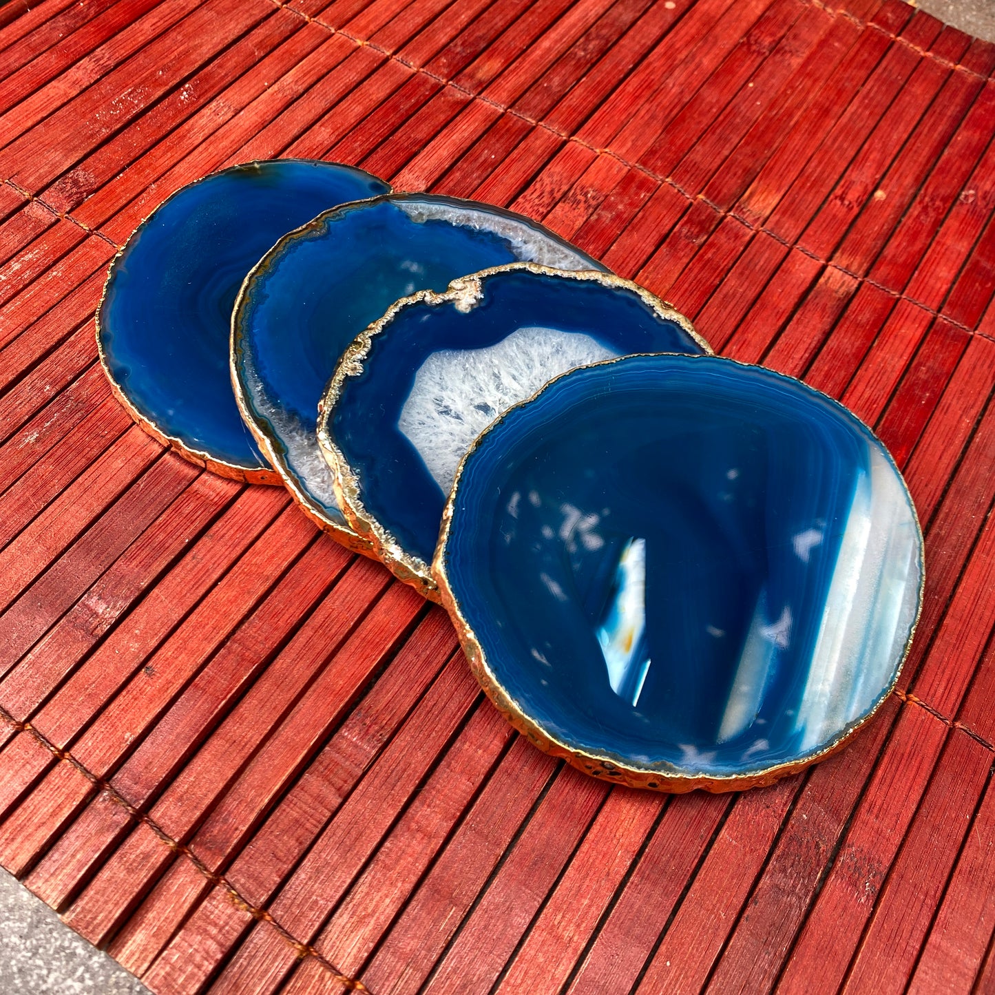 Blue Agate Coaster Set