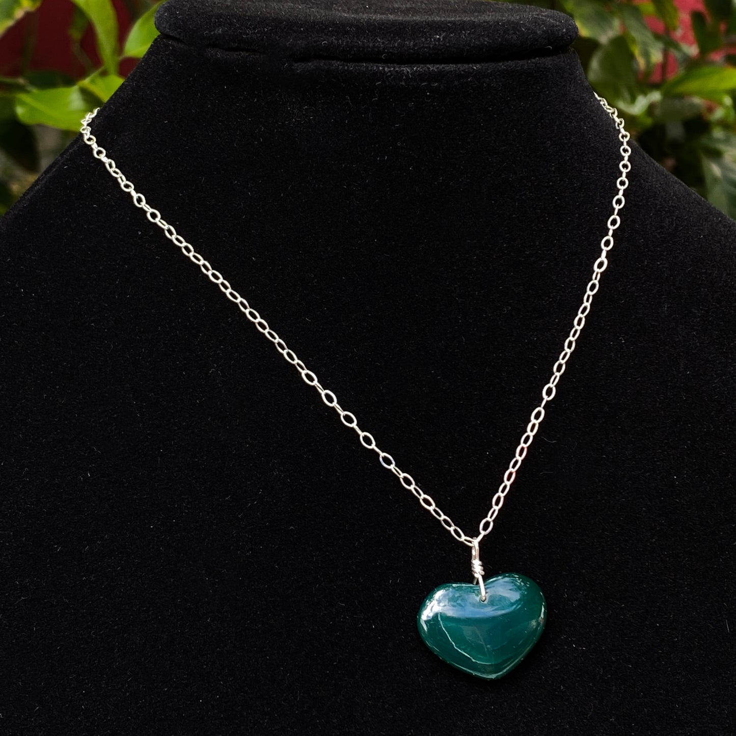 Green Agate Heart Necklace