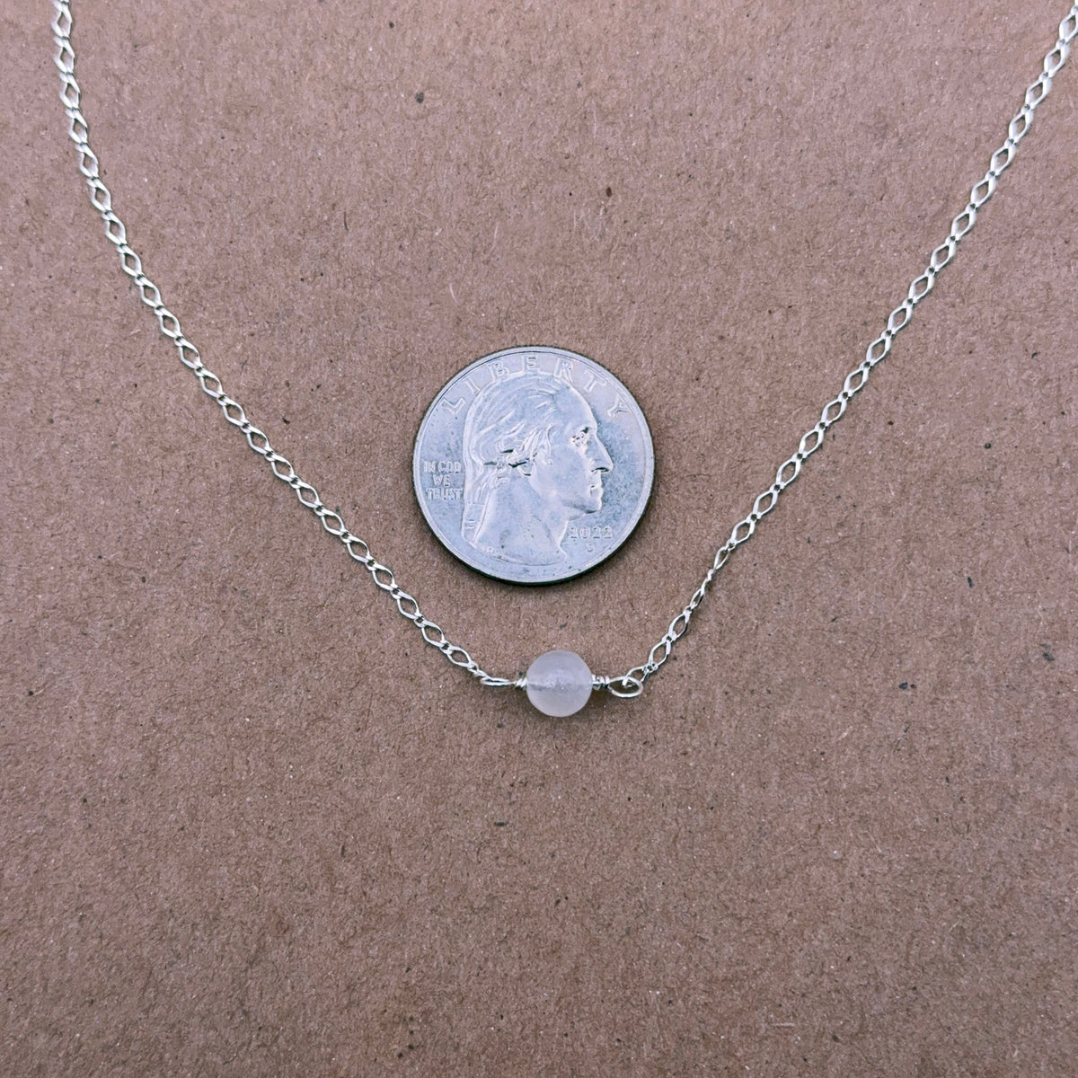 Moonstone gemstone silver chain choker necklace