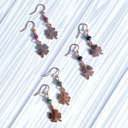 Clovers and Gemstone Earrings