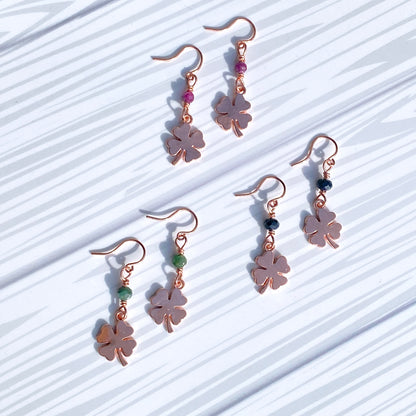 Clovers and Gemstone Earrings