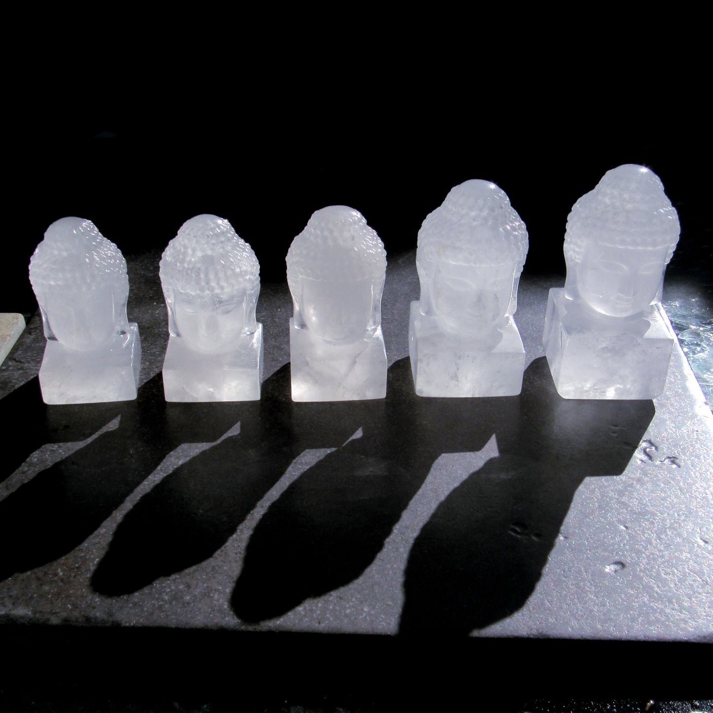 Clear Quartz gemstone carved Buddha head