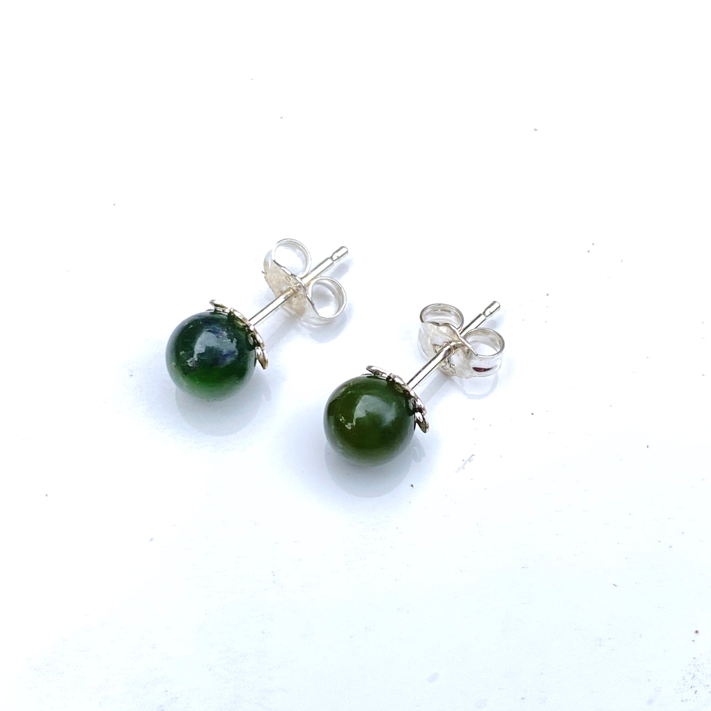 Genuine Gemstone stud Earrings with Sterling silver