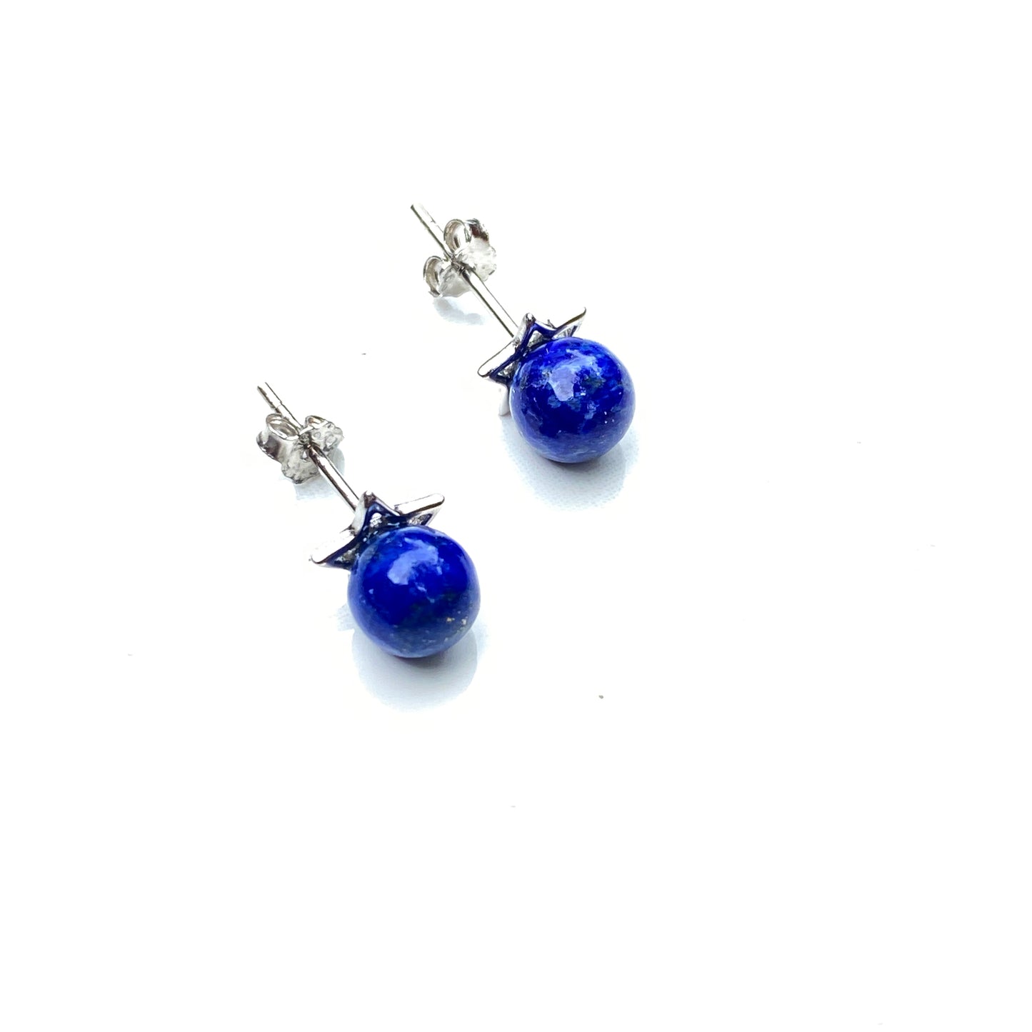 Genuine Gemstone stud Earrings with Sterling silver