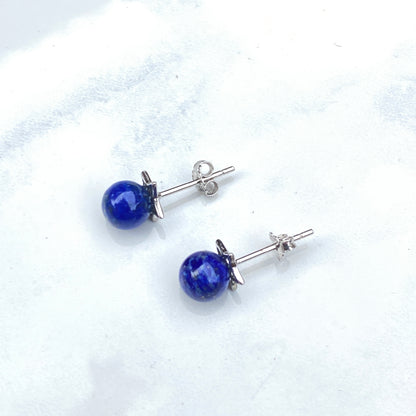 Genuine Gemstone stud Earrings with Sterling silver