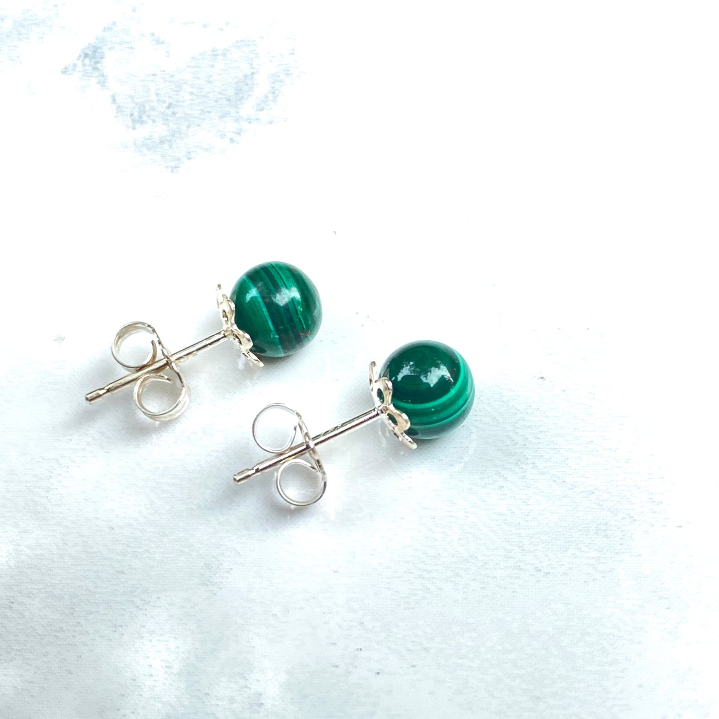 Genuine Gemstone stud Earrings with Sterling silver