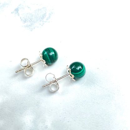 Genuine Gemstone stud Earrings with Sterling silver