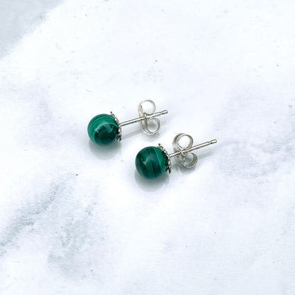 Genuine Gemstone stud Earrings with Sterling silver