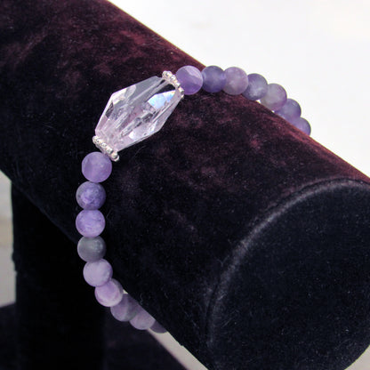 Amethyst Gemstones and Sterling Silver stretch Bracelet