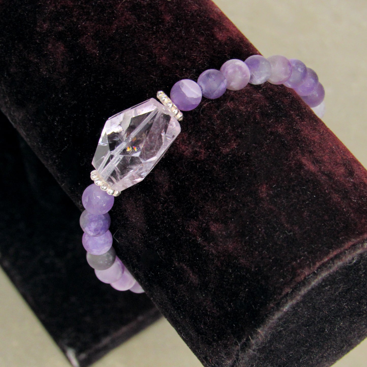 Amethyst Gemstones and Sterling Silver stretch Bracelet