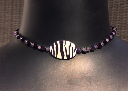 Women's Amethyst & Onyx Choker necklace