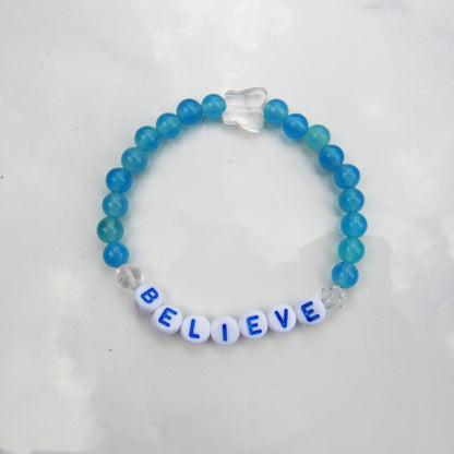 Genuine Agate Gemsotne "BELIEVE" stretch bracelets