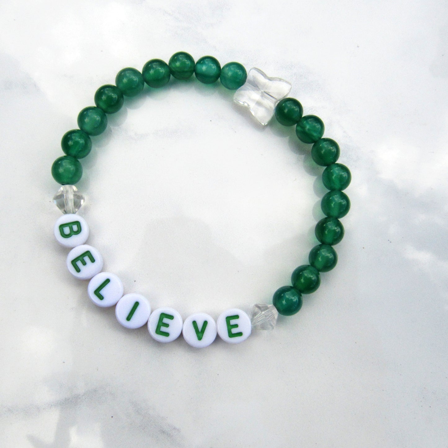 Genuine Agate Gemsotne "BELIEVE" stretch bracelets