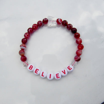 Genuine Agate Gemsotne "BELIEVE" stretch bracelets