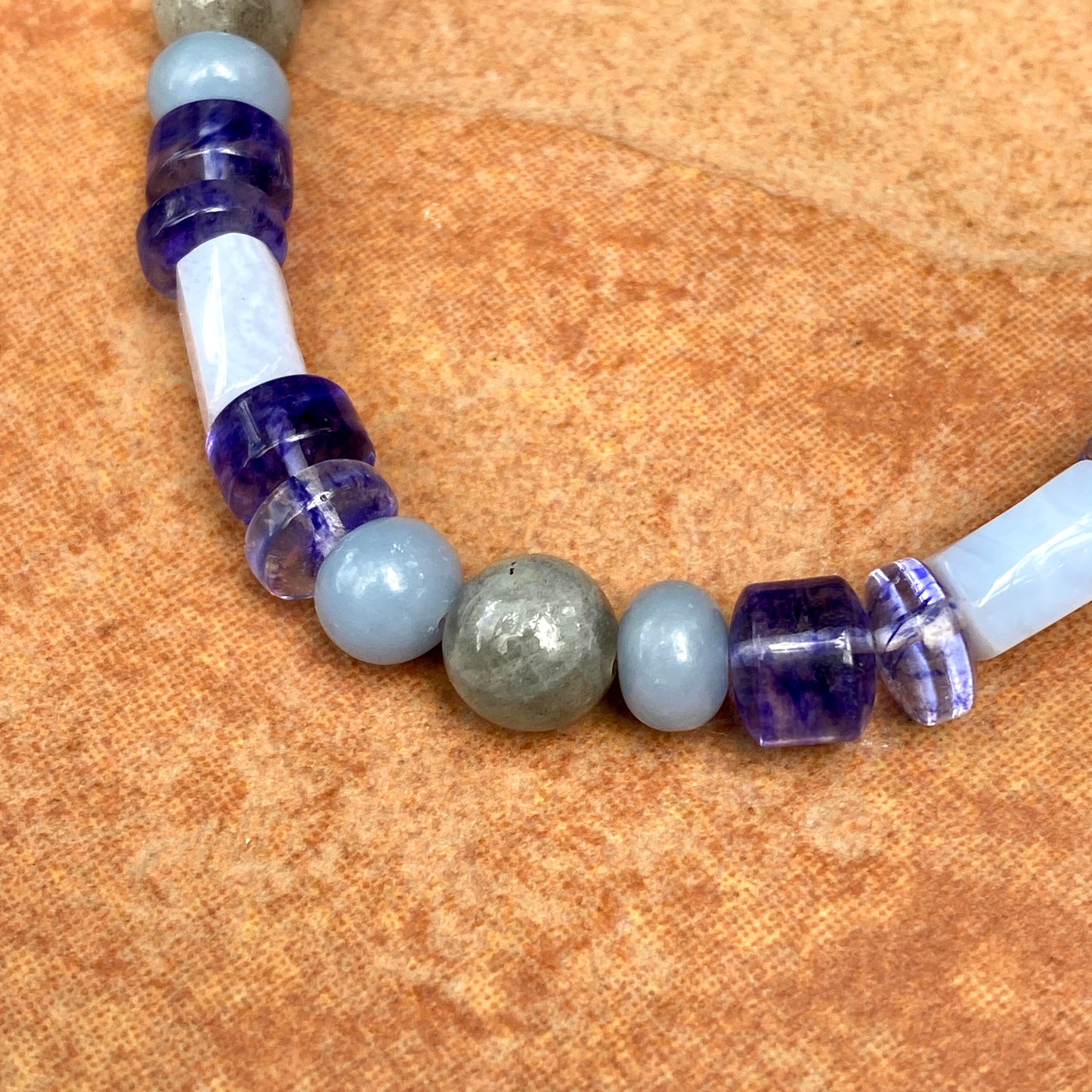 Men’s blue Quartz, Agate, Labradorite & Angelite Gemstone bracelet