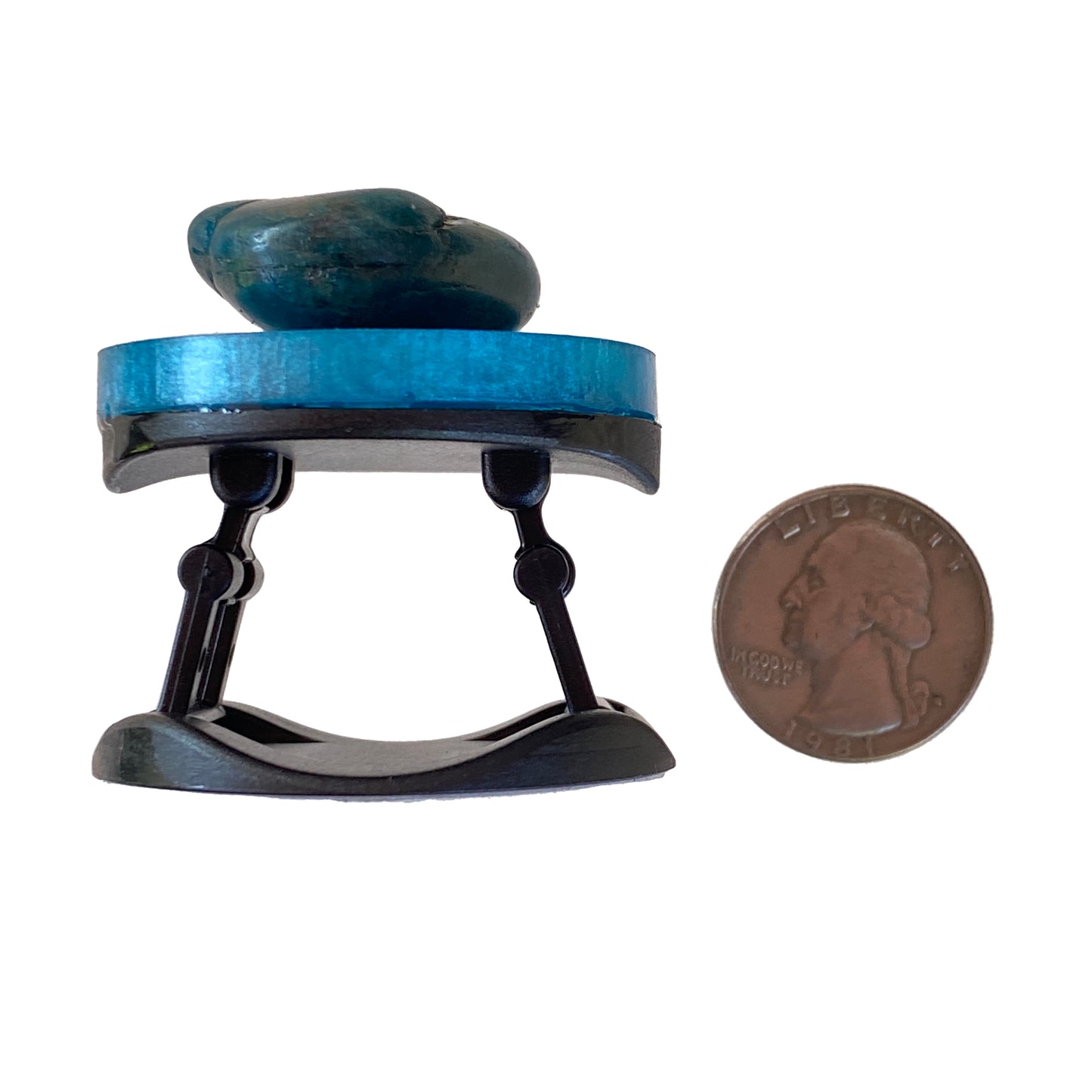 Blue Poured Resin Phone holder with Apatite Gemstone