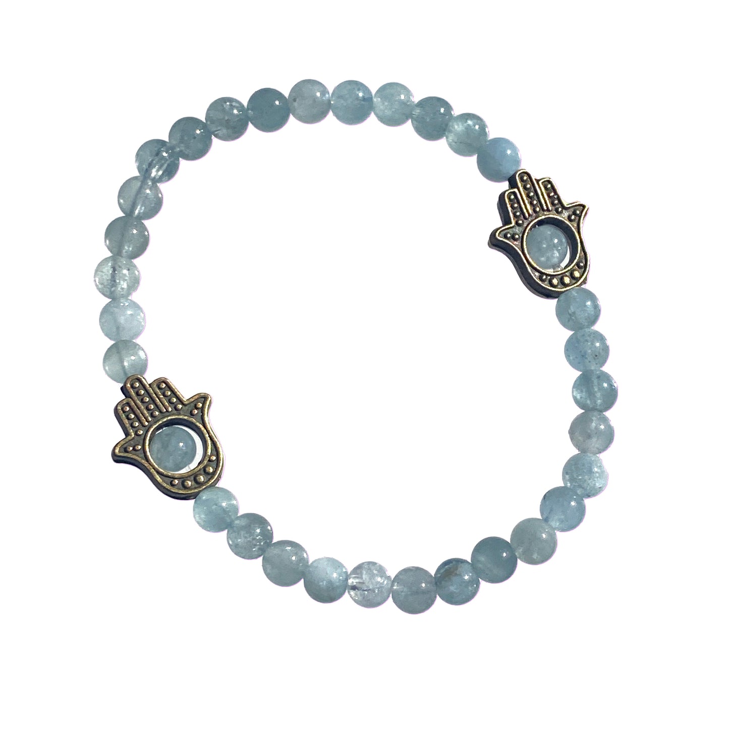 Brass Hamsa on Gemstone stretch bracelet