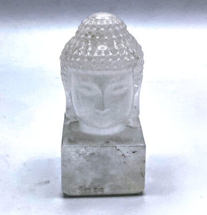 Clear Quartz gemstone carved Buddha head