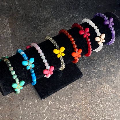 Women's Howlite Butterfly Gemstone Bracelets in Various Colors