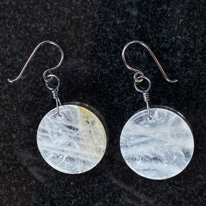 Quartz Full Moon Earrings